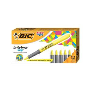Bic Brite Line Grip Kalem Tipi Fosforlu Kalem Sarı 12 Li Paket