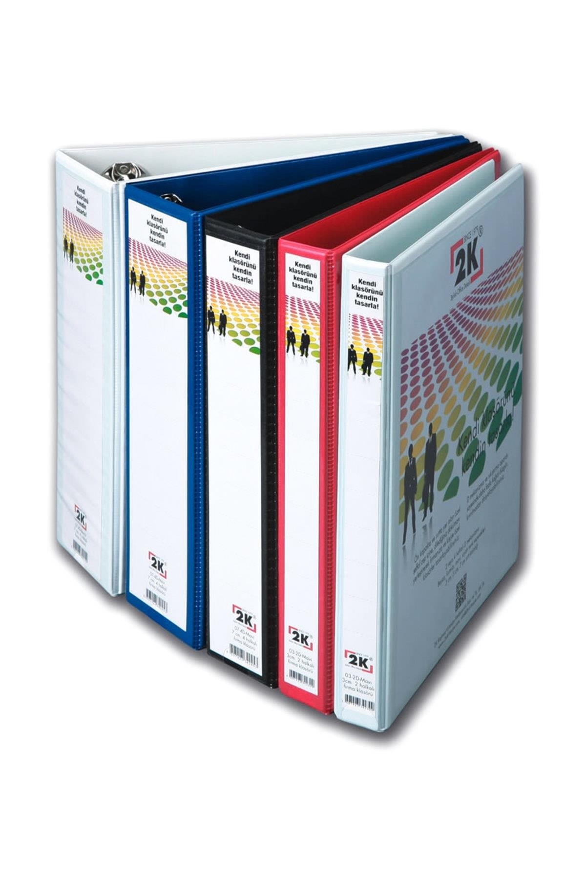 2K Sunum Klasörü Cepli 4 Halkalı 90 MM Beyaz 09-4D-B