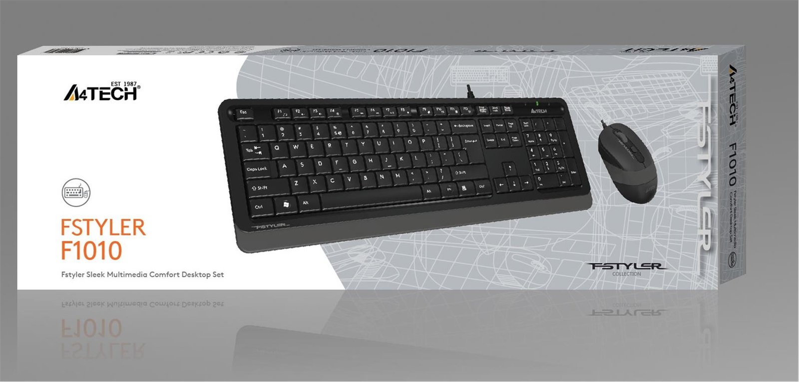 A4 Tech Q TR Usb Multimedia Kablolu Klavye Mouse Seti Gri