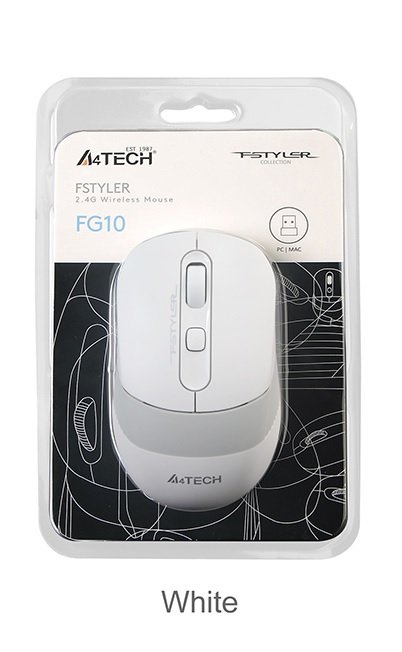 A4Tech FG10 Nano Alıcı Kablosuz Optik Mouse 2000 Dpi Enerji Korumalı Beyaz