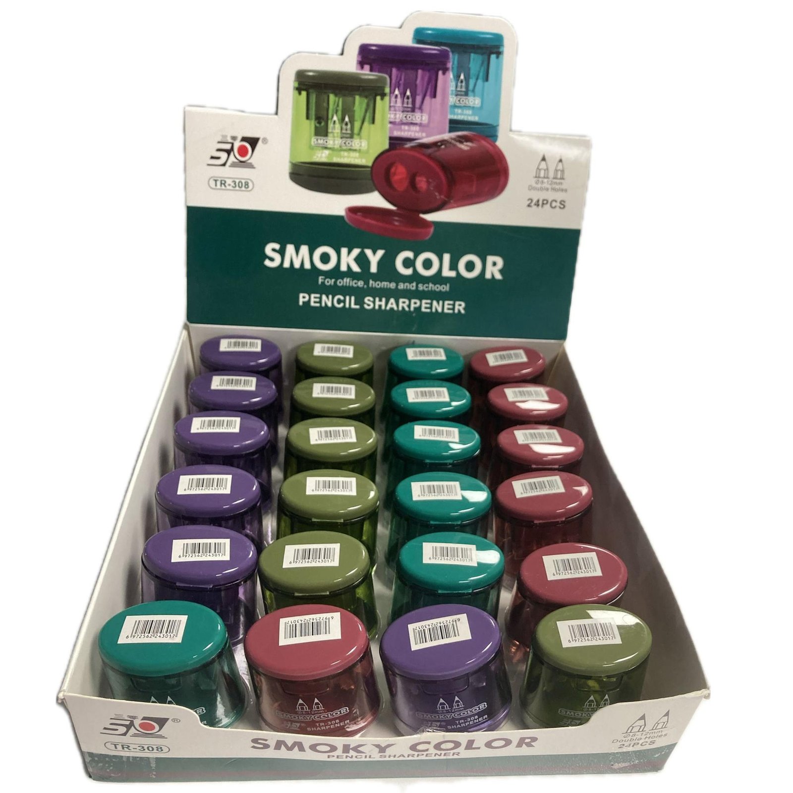 Bafix Smoky Color Kalemtraş Çiftli Hazneli Kalemtraş 24 Lü Paket