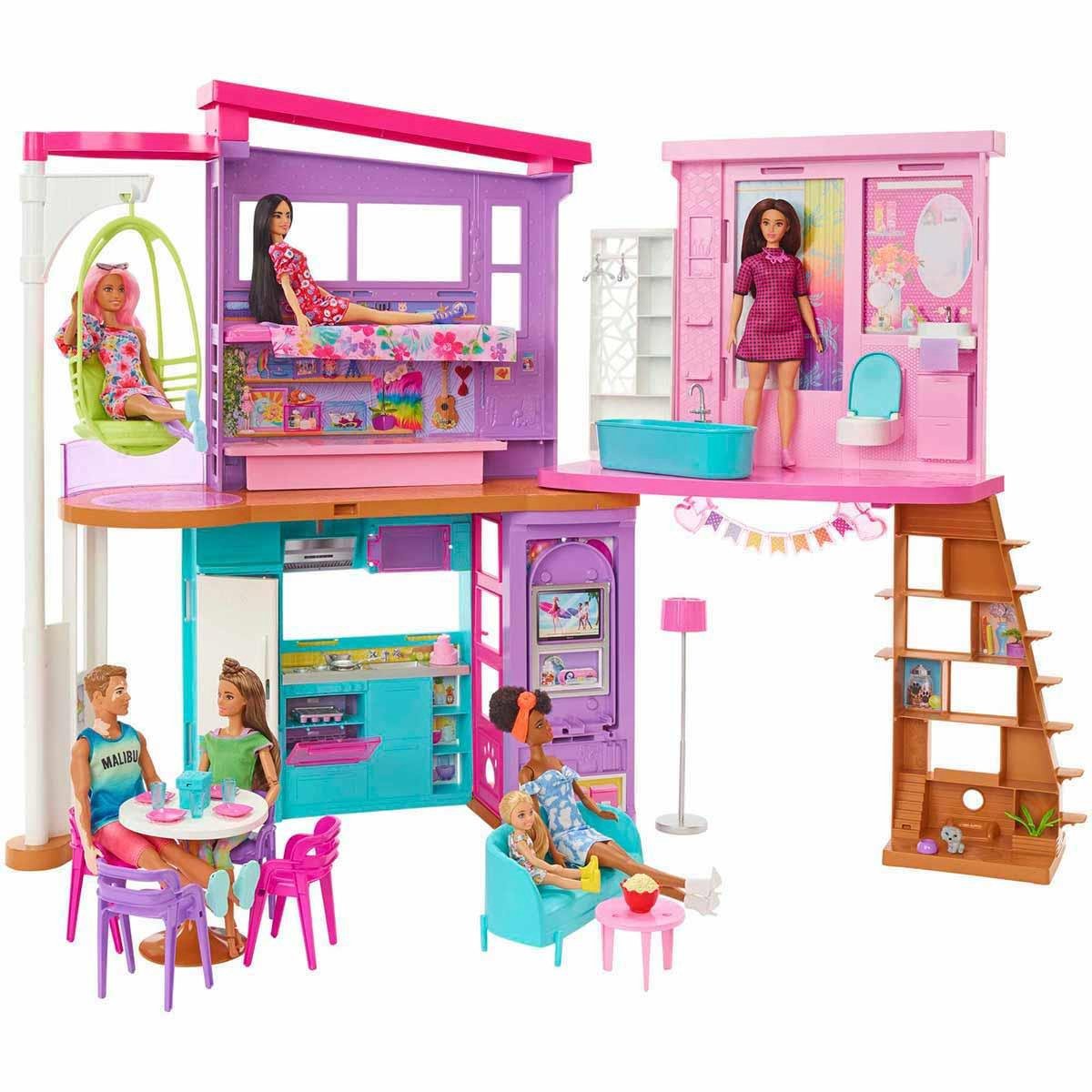 Barbie Tatil Evi 107 Cm 30 Dan Fazla Parçasıyla 2 Katlı 6 Odalı Salıncaklı 3 Yaş Ve Üzeri