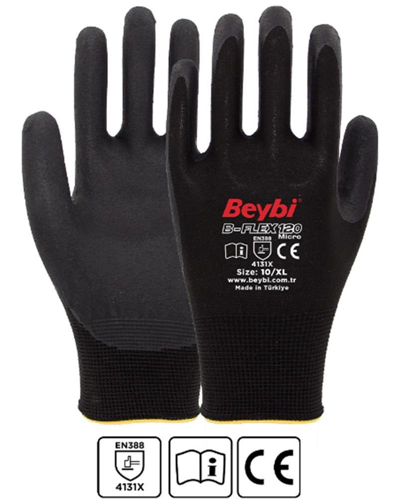 Beybi B-FLEX120 Micro Köpük Nitril Eldiven 10 Beden 6 Çift