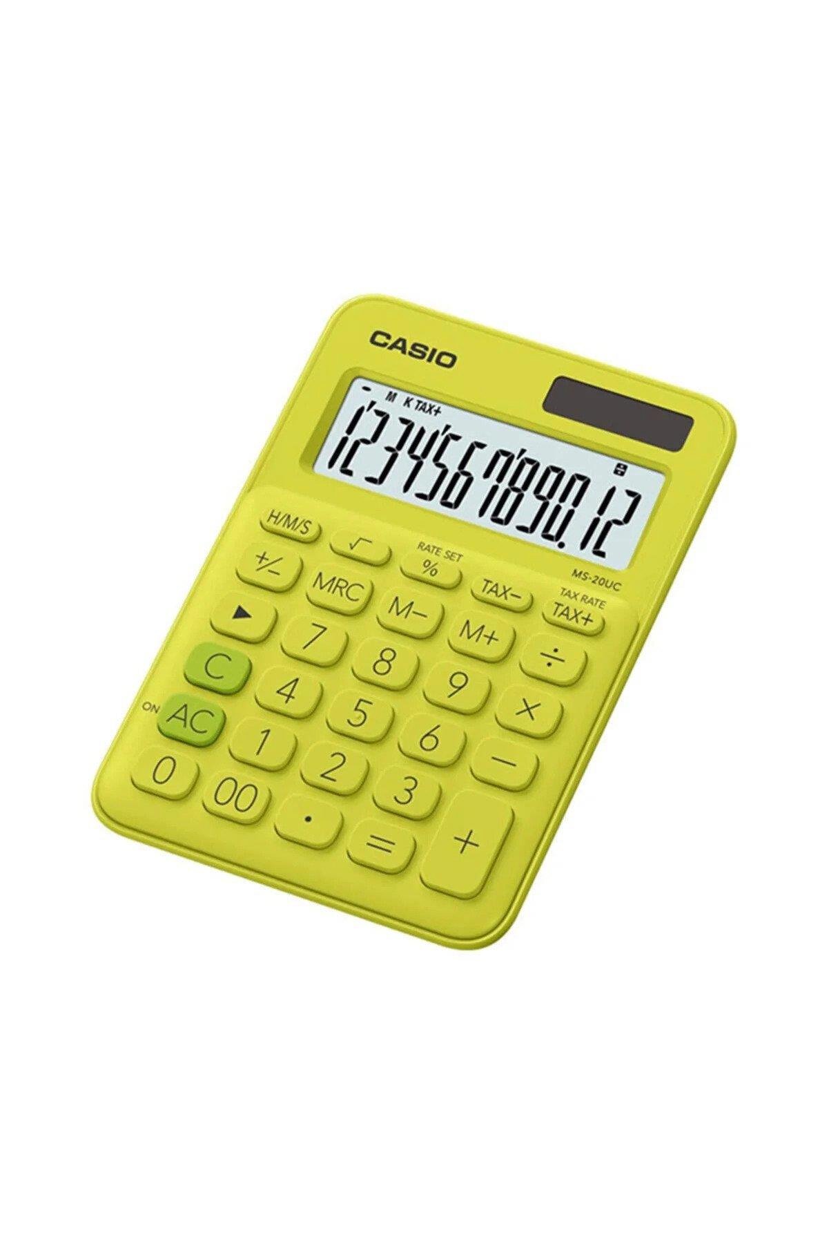 Casio 12 Hane Sarı Masa Üstü Hesap Makinesi 12 Haneli Masa Üstü