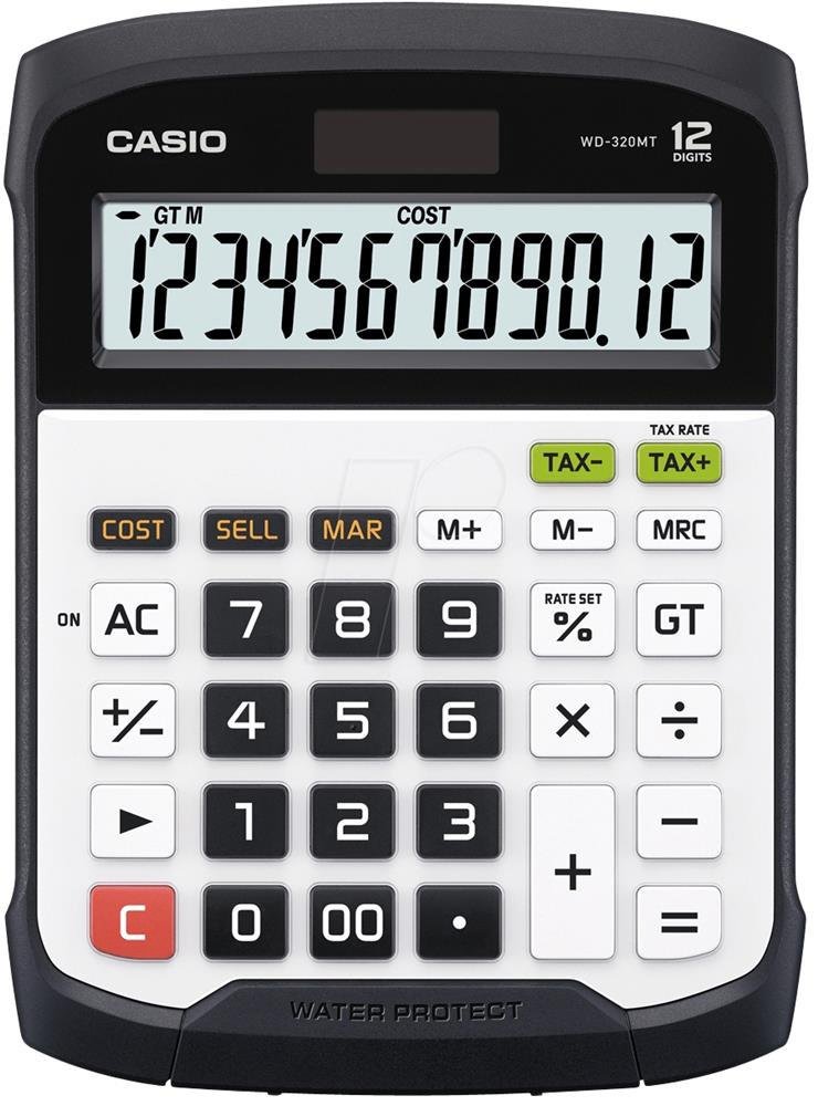 Casio 12 Hane Suya-Toza Dayanıklı Masa Üstü Hesap Makinesi