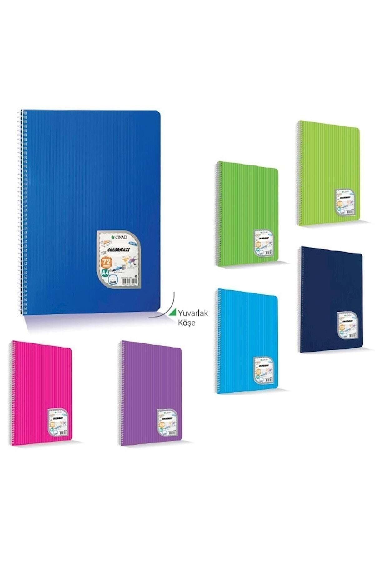 Çınar Colormaxi Spiralli Plastik Kapak A4 96 Yaprak Çizgisiz Okul Defteri A-4 96/0 (12 Li Paket)