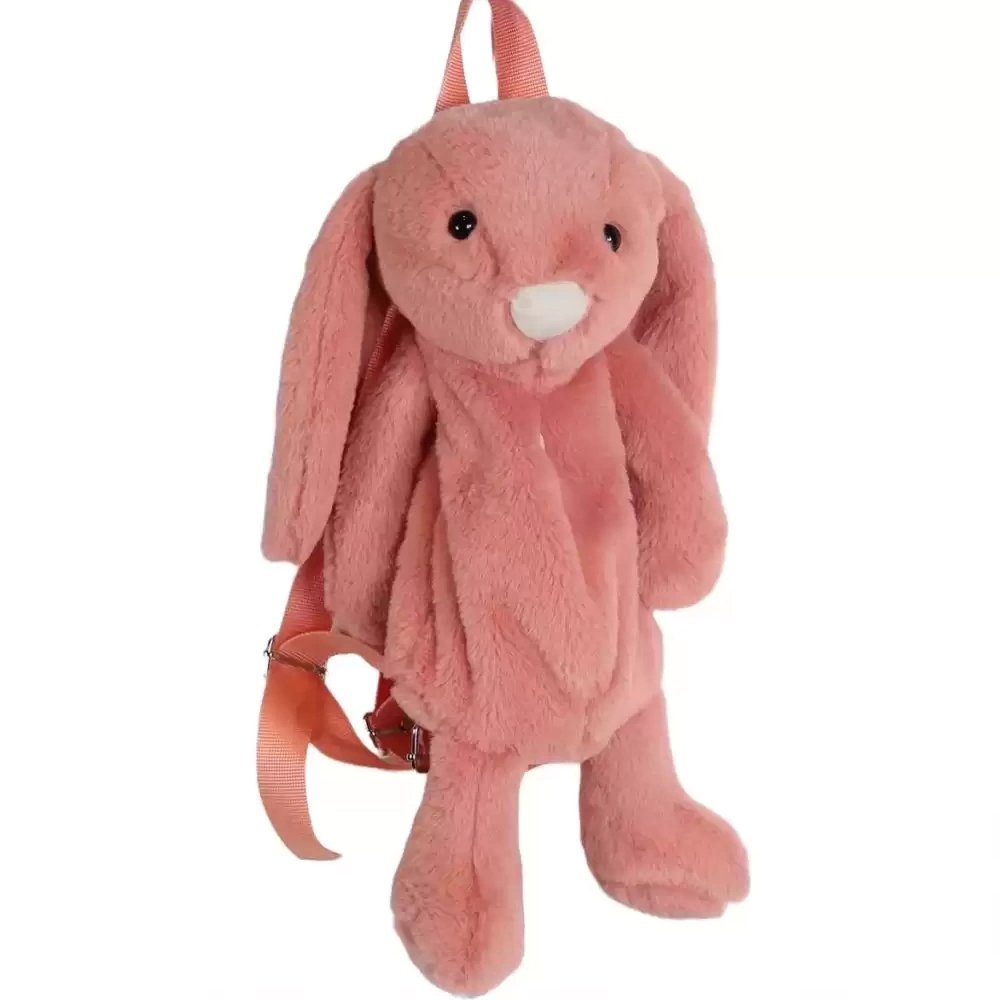Dada Peluş Çanta Tavşan Somon 45 Cm Tavşan Figürlü Peluş Askılı Çanta