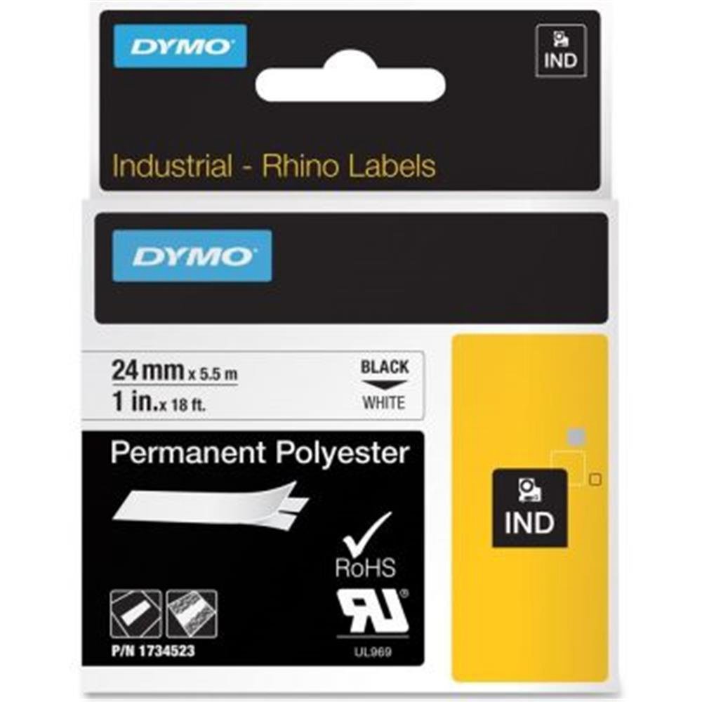 Dymo 18057 Rhino PRO Isıyla Küçülen Şerit 19mmx1,5m Beyaz-Siyah