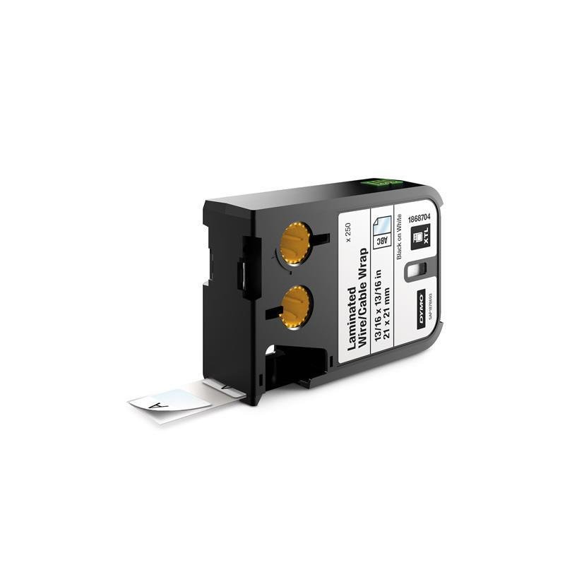 DYMO XTL 21mm x 21mm Özel Ölçülü Laminasyonlu Kablo Etiketi 250'li (Beyaz Üzeri Siyah)