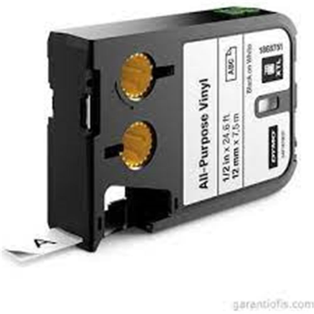 DYMO 1868751 XTL Çok Amaçlı Vinil, 12 mm x 7 m Beyaz-Siyah