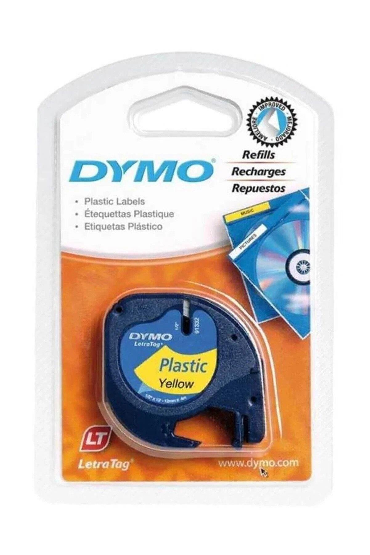 Dymo Letratag Şerit Plastik 12 MM x 4 Metre Sarı Plastik Şerit (10 Adet)
