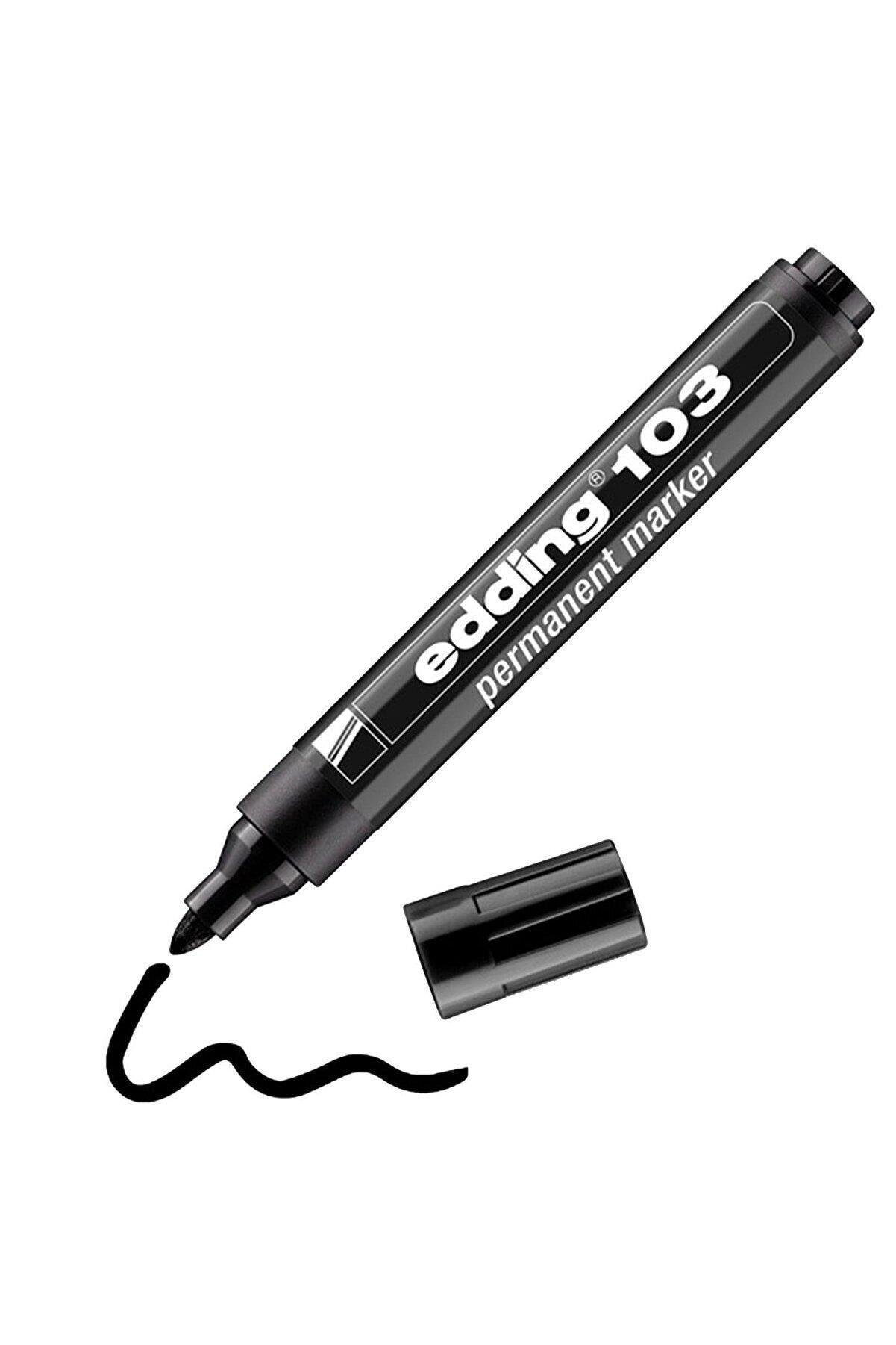 Eddıng Permanent Markör Siyah Kalıcı işaretleyici Marker Kalem Metal Plastik Cam (10 Lu Paket)