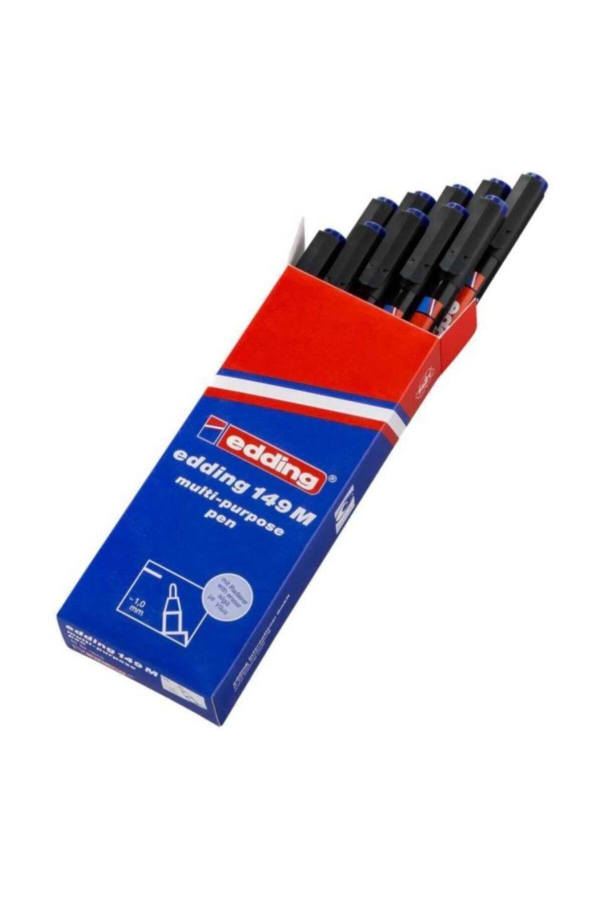 Edding (E-149M) Asetat Kalemi-Silgili Mavi 10 Lu