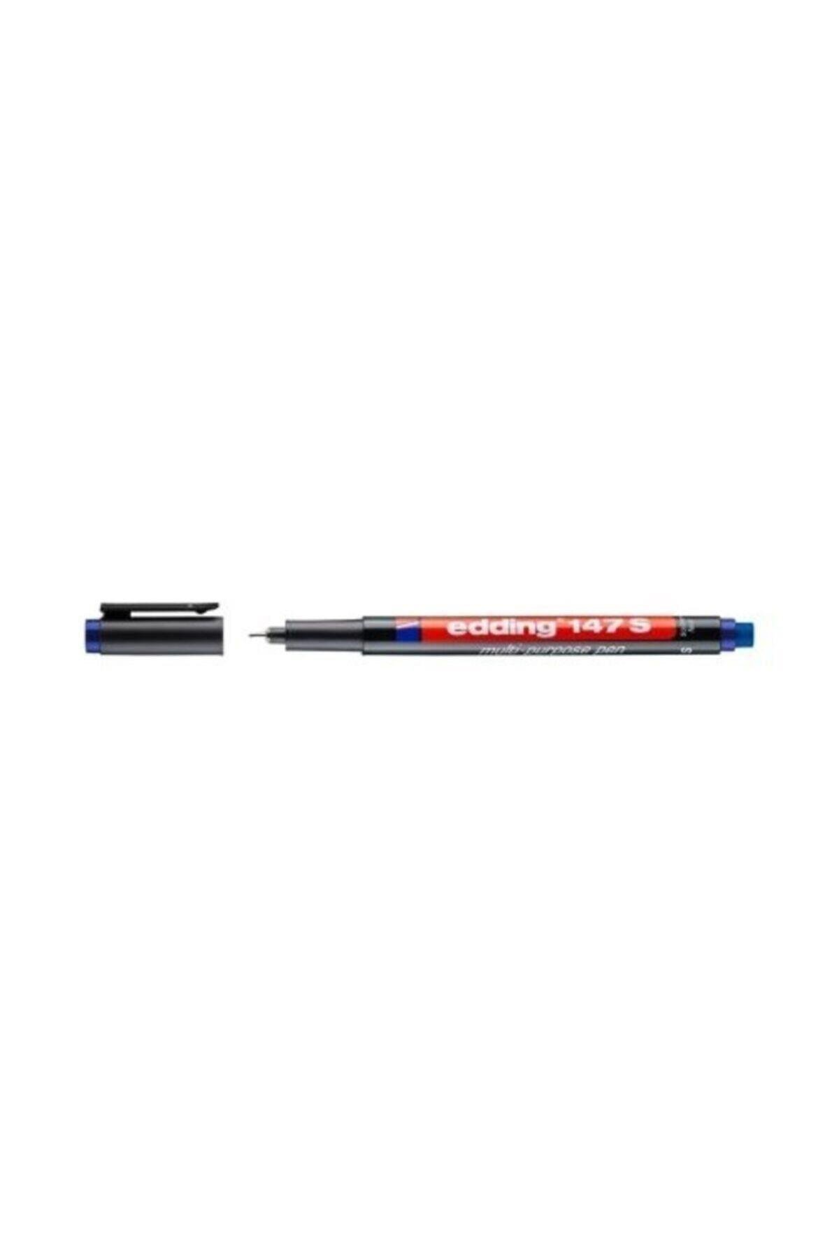 Edding (E-147S) Asetat Kalemı-Sılgılı Mavi 10 Lu