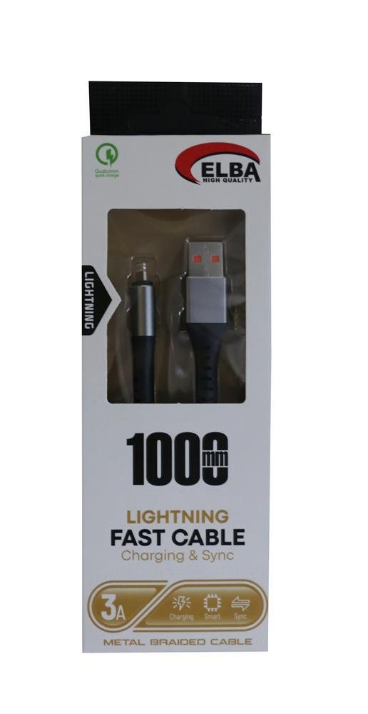 Elba 1 Metre iPhone Lightning 3A Hızlı Şarj Hasırlı Şarj Kablosu