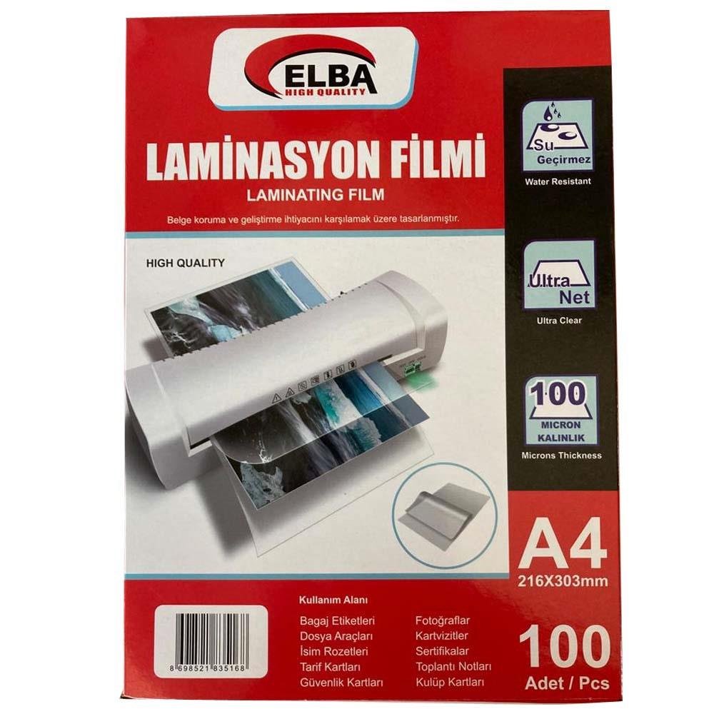 Elba Laminasyon Filmi A4 100 Micron 100 Lü 216 x 303 MM Laminasyon Filmi