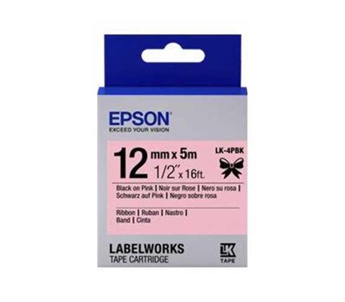 Epson LK-4PBK PEMBE Üzeri SİYAH 12 MM 5 Metre Etiket