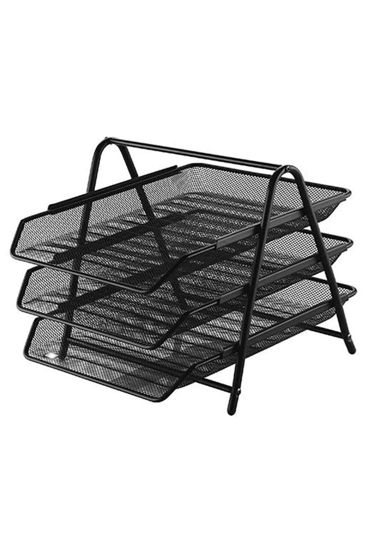 Globox Evrak Rafı Metal 3 LÜ Siyah Metal Evrak Rafı (12 Adet)
