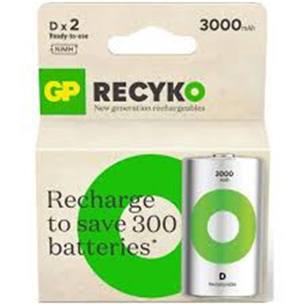 Gp 3000 mAh Büyük Boy Şarjlı Pil 2 li Paket D Boy