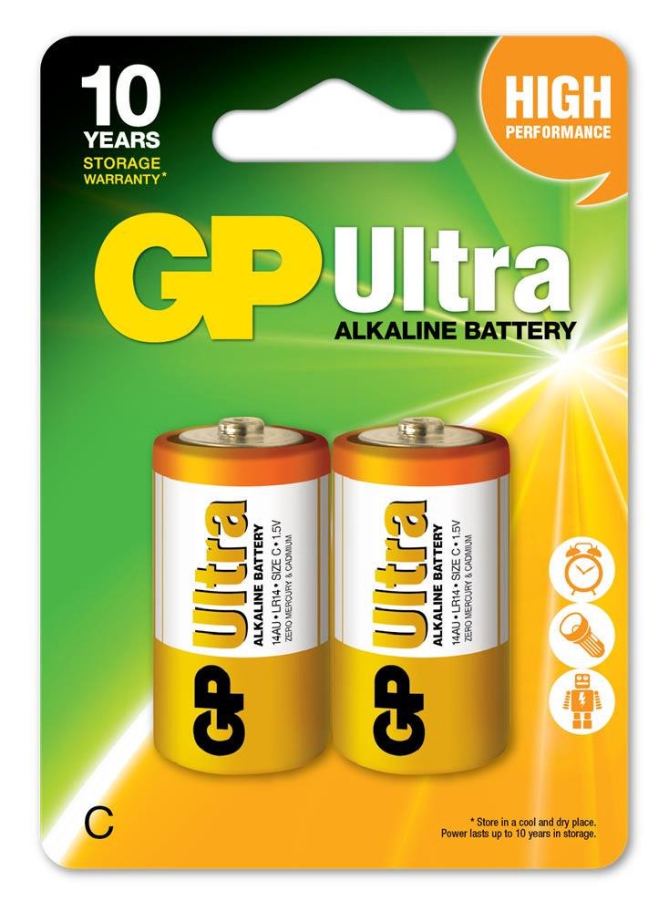GP LR14 Orta Boy Ultra Alkalin Pil 2 Li Paket C Boy