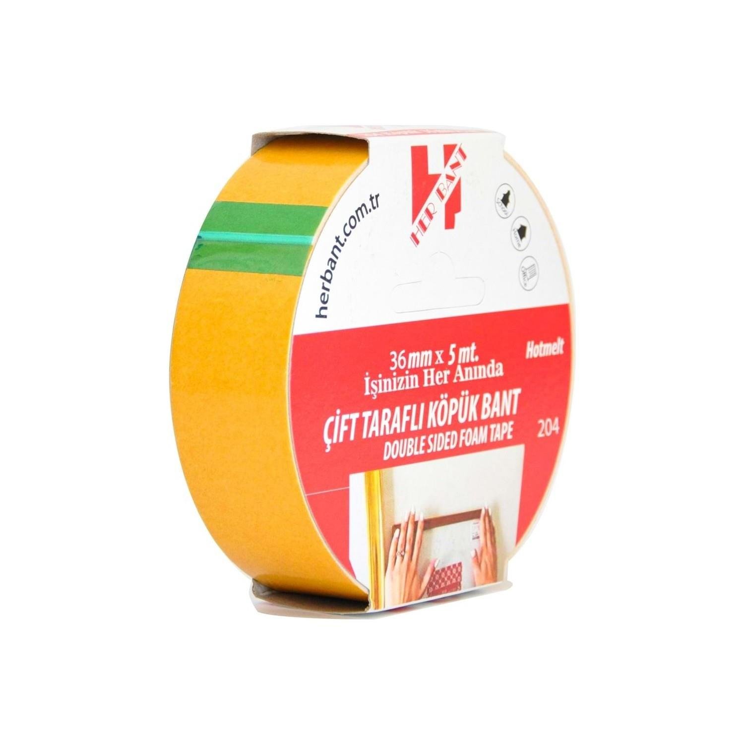 Her Bant Çift Taraflı Köpük Bant Askılı 36 MM x 5 Metre