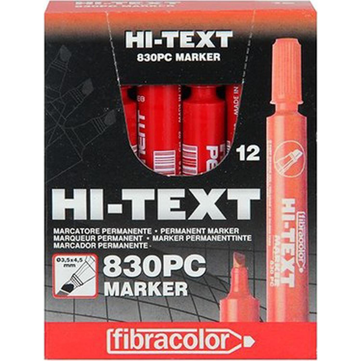 Hi-Text Markör Kesik Uçlu Kırmızı Koli Kalemi (12 Li Paket)