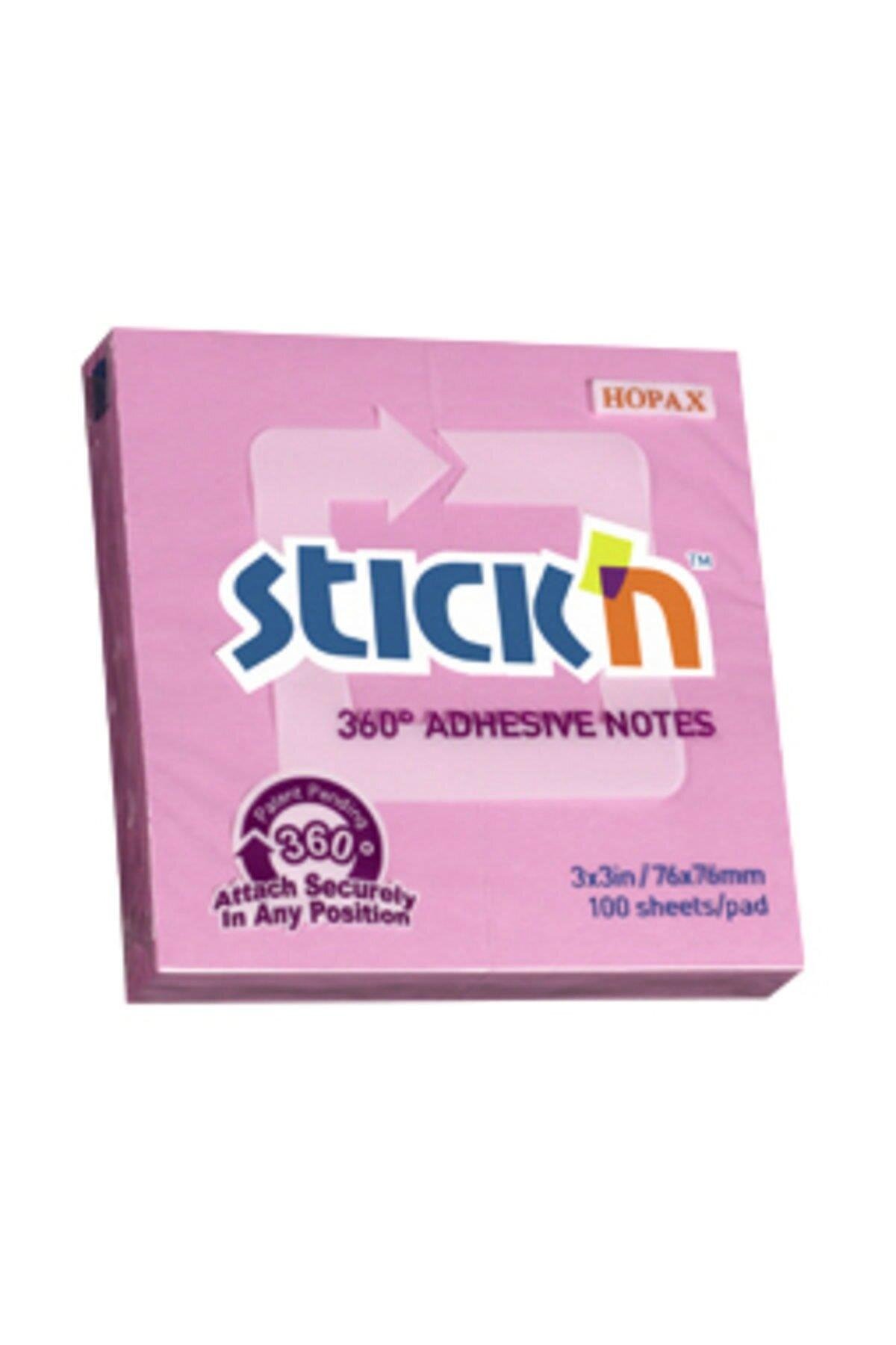 Hopax Stıckn Yapışkanlı Not Kağıdı 360° 100 Yaprak 76x76 Mm Pembe