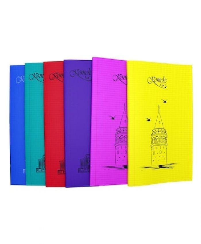 Komeks Dikişli Plastik Kapak 100 Yaprak Kareli A4 Haritametod (6 Lı Paket)
