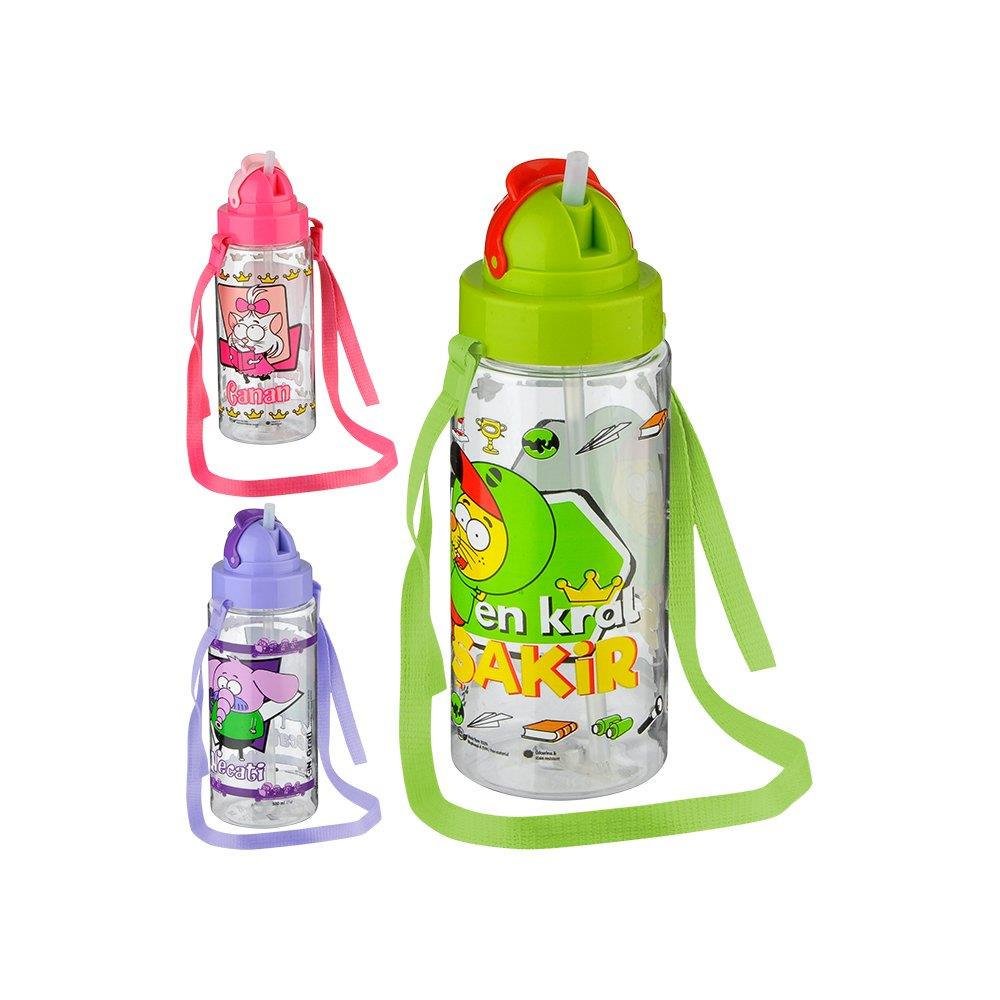 Gıpta Kral Şakir Desenli Pipetli Tritan Matara 500 CC (Karışık Model 1 Adet)