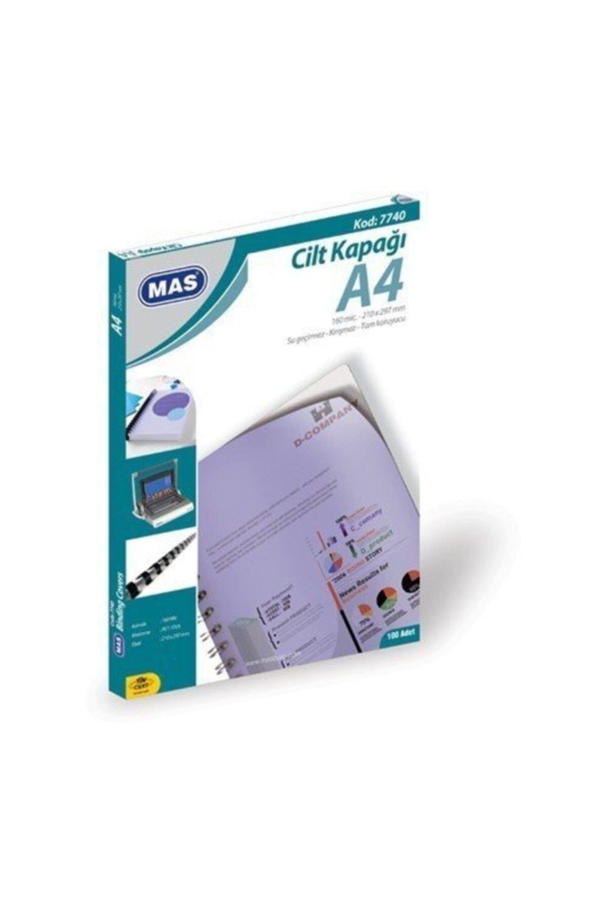 Mas Cilt Kapağı Plastik Opak A4 160 MIC Şeffaf 7740