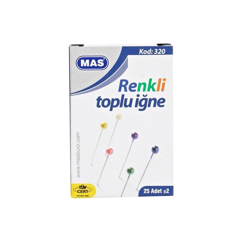 Mas Toplu İğne Renkli Başlı 32 MM 320