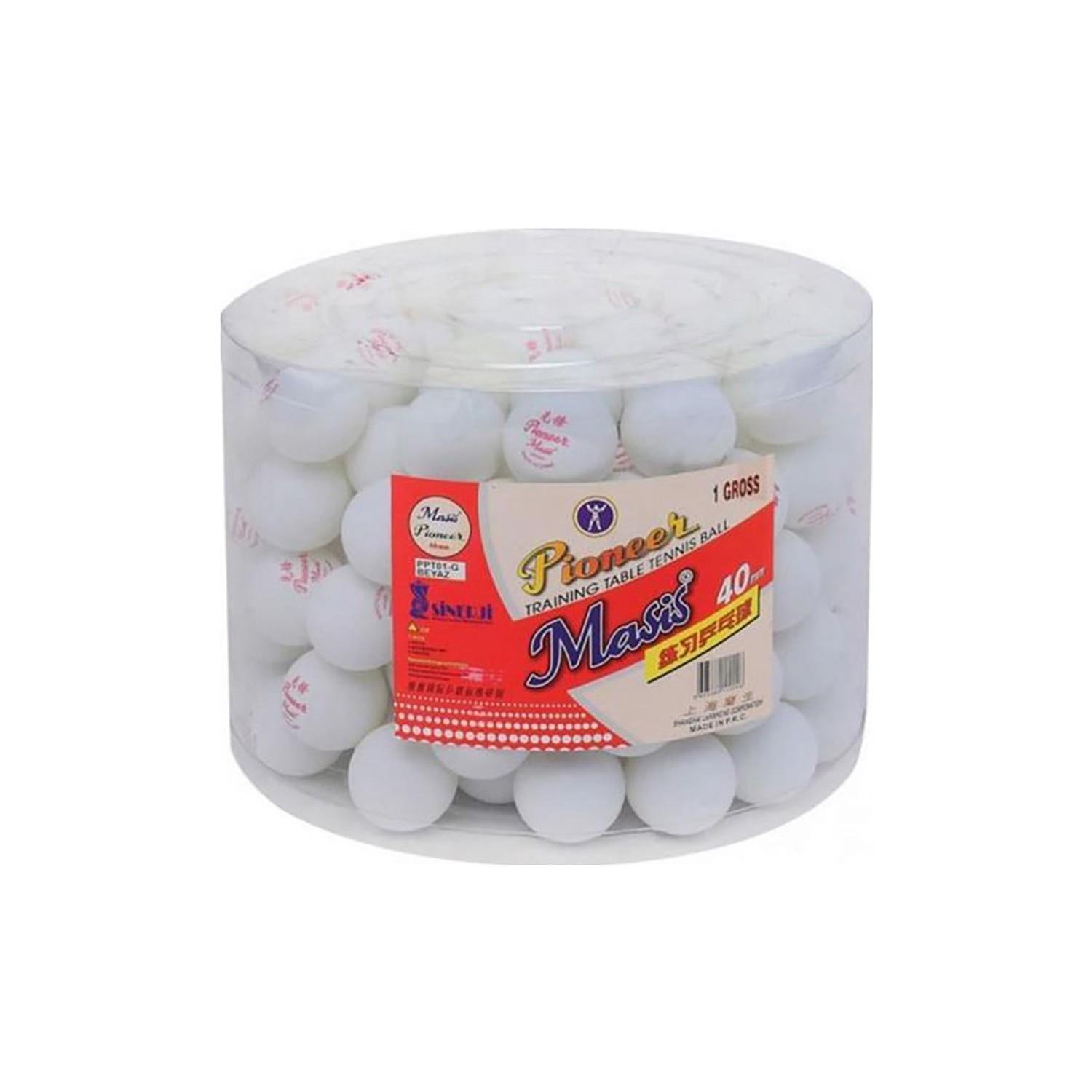 Masis Pin Pon Topu Pioneer 40 MM Beyaz Pin Pon Topu (144 Lü Paket)