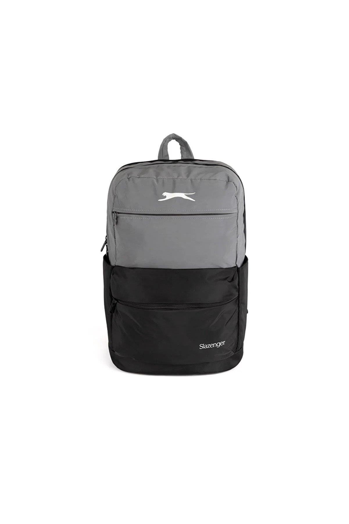 Me Okul Sırt Çantası Slazenger Traveller Gri Siyah Laptop Bölmeli Sırt Çantası