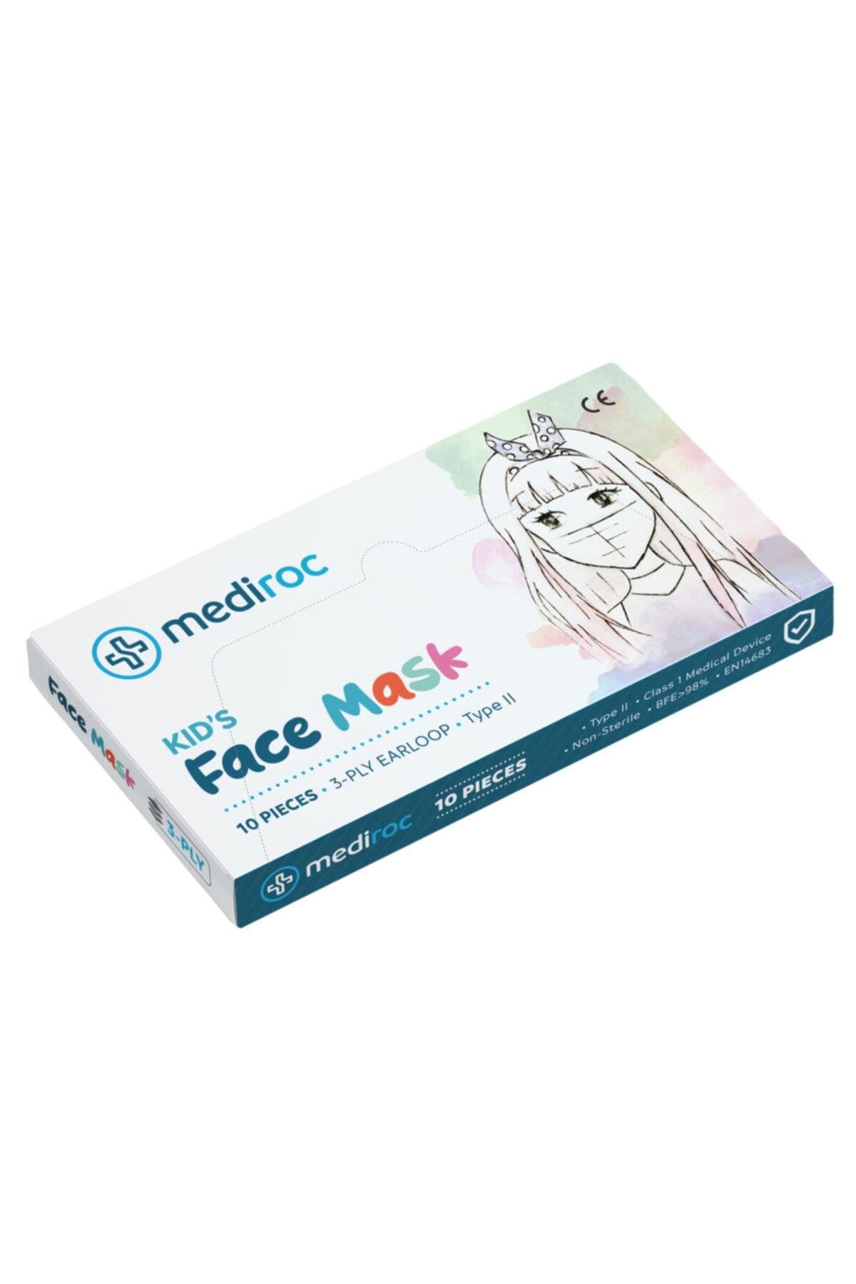Mediroc Çocuk Meltblown Filtreli 3 Katlı Telli Medikal 10 Lu Çocuk Maskesi