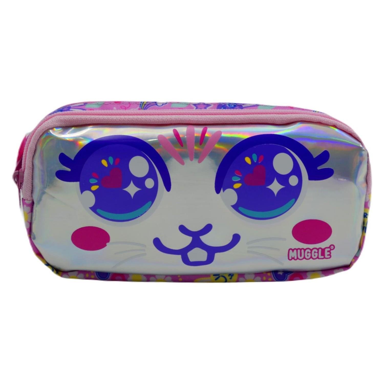 Muggle Kalem Çantası Bunny Pembe 2 Gözlü Kalemlik Çantası