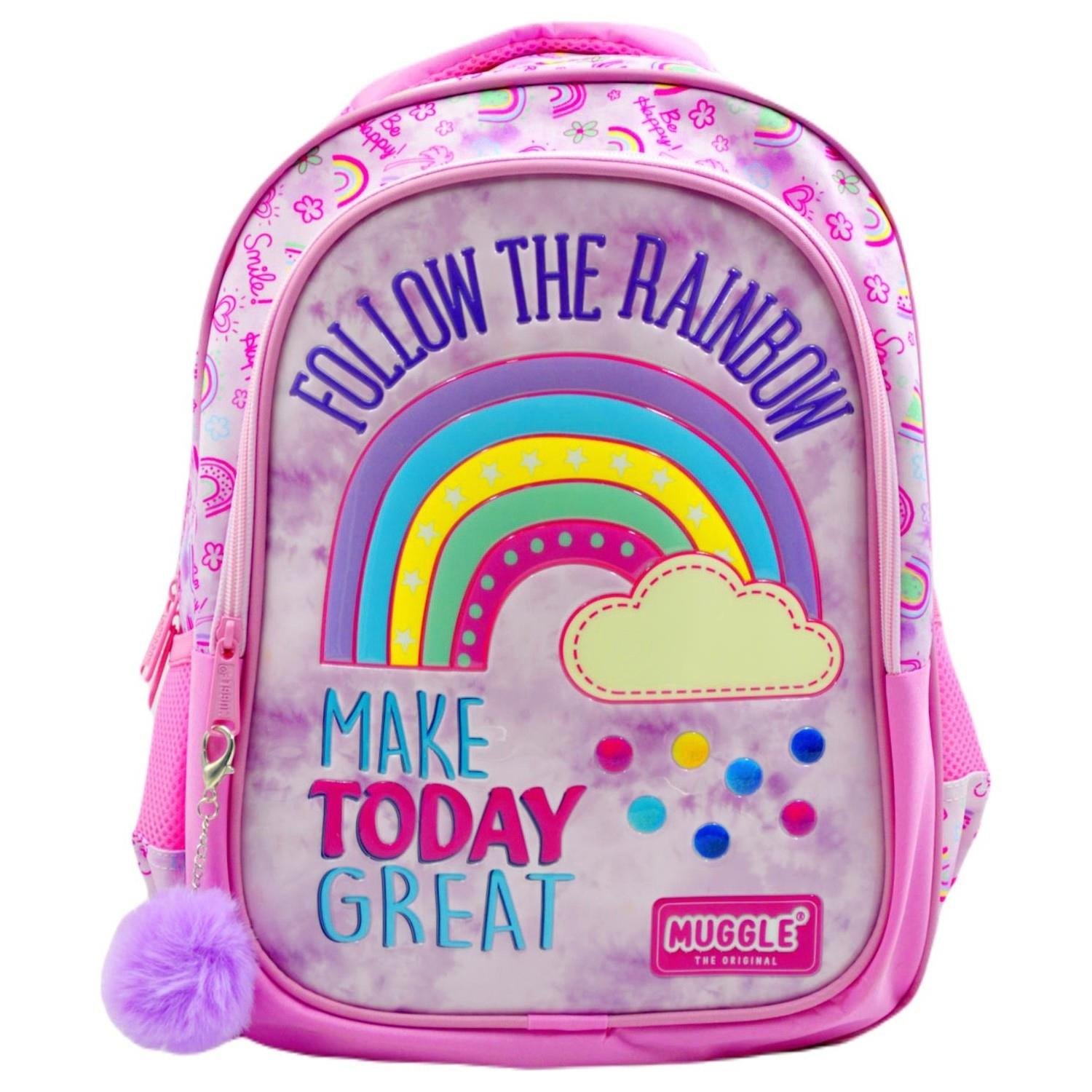 Muggle Okul Çantası Soft Rainbow Pembe Kız Çocuk İlkokul Sırt Çantası