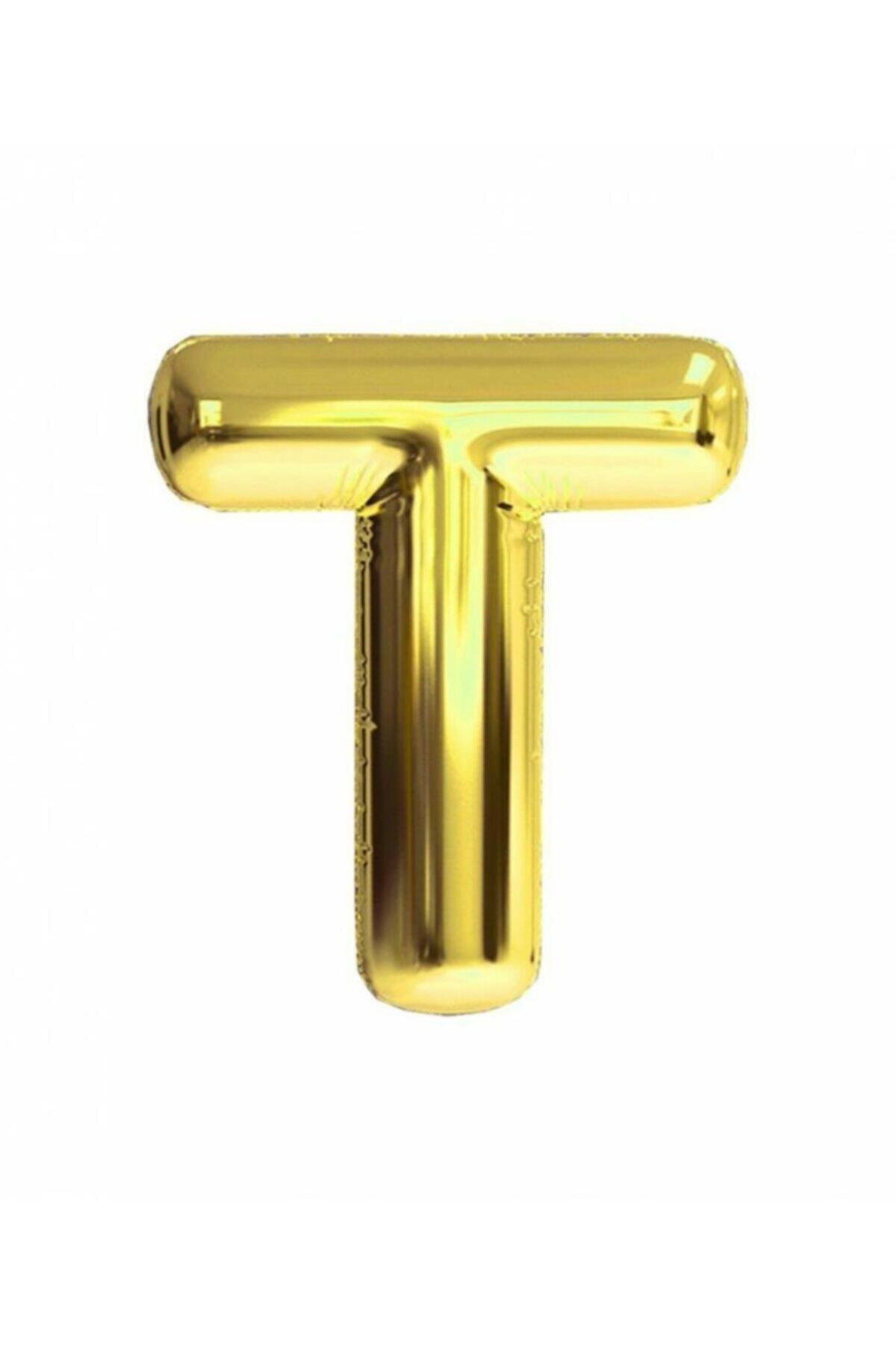 Nedi Folyo Balon 100 Cm Harf Şişirilmemiş Altın (T Harfi)