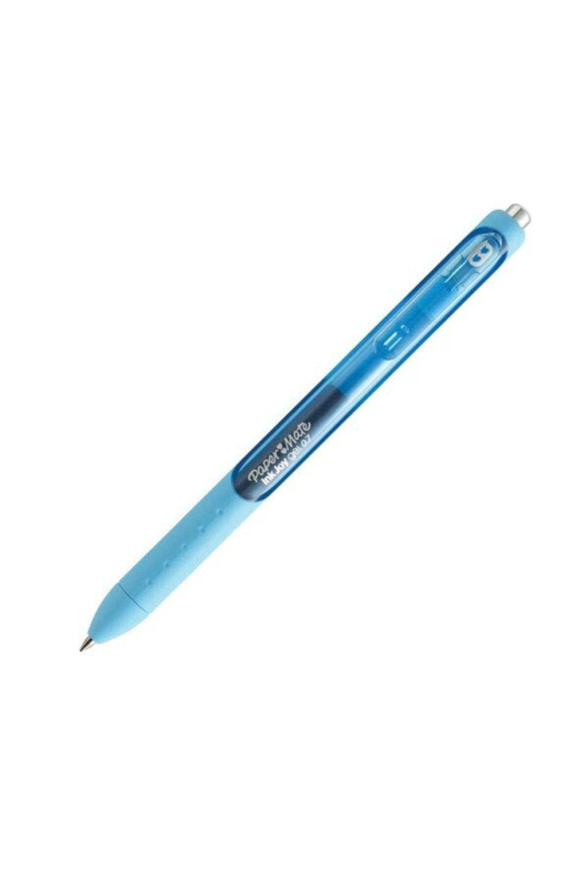 Paper Mate Inkjoy Gel Üstten Basmalı Jel Kalem Açık Mavi (12 Li Paket)