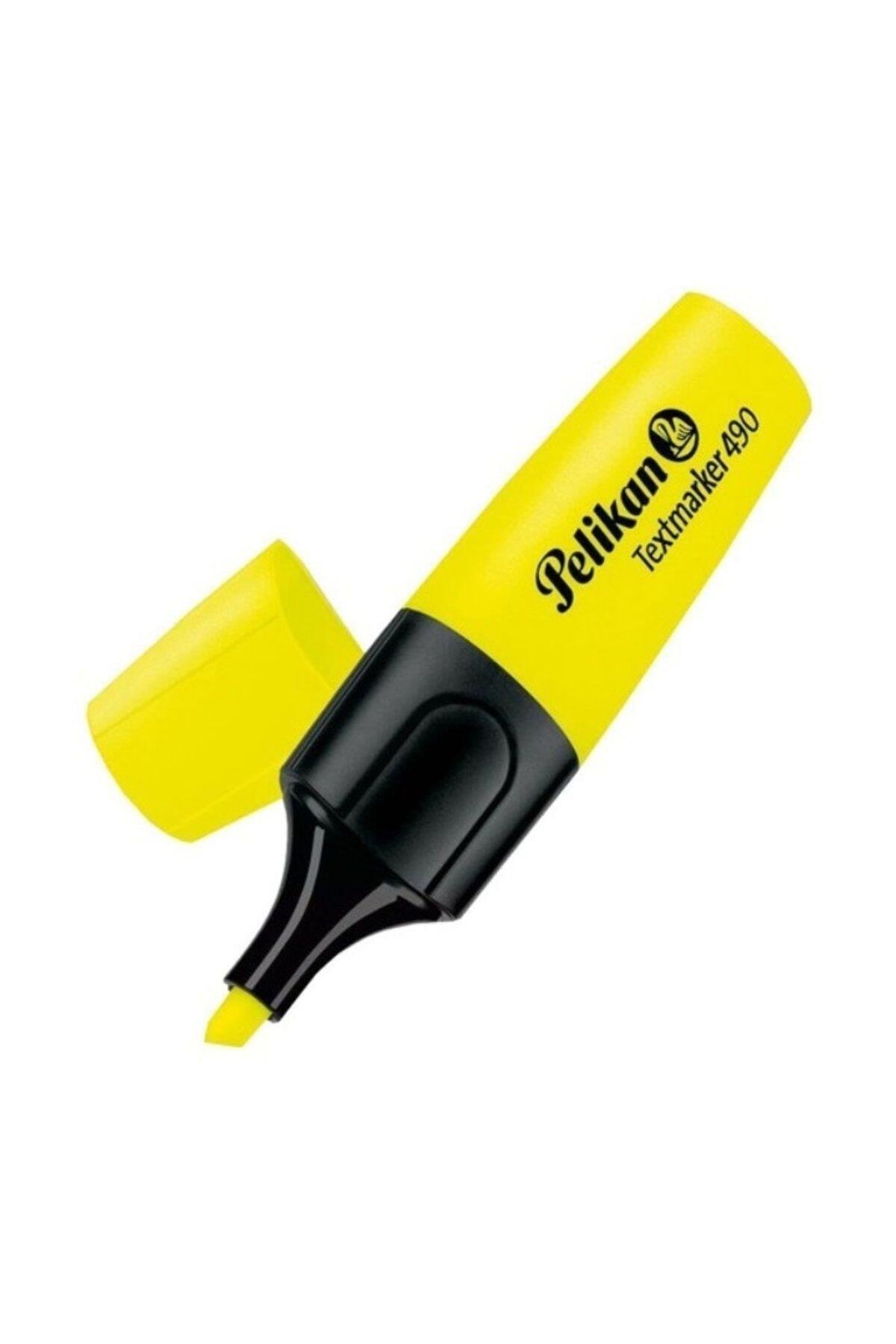 Pelikan Sarı 490 Fosforlu Kalem İşaret Kalemi 1-5 mm 10'lu (10 Lu Paket)