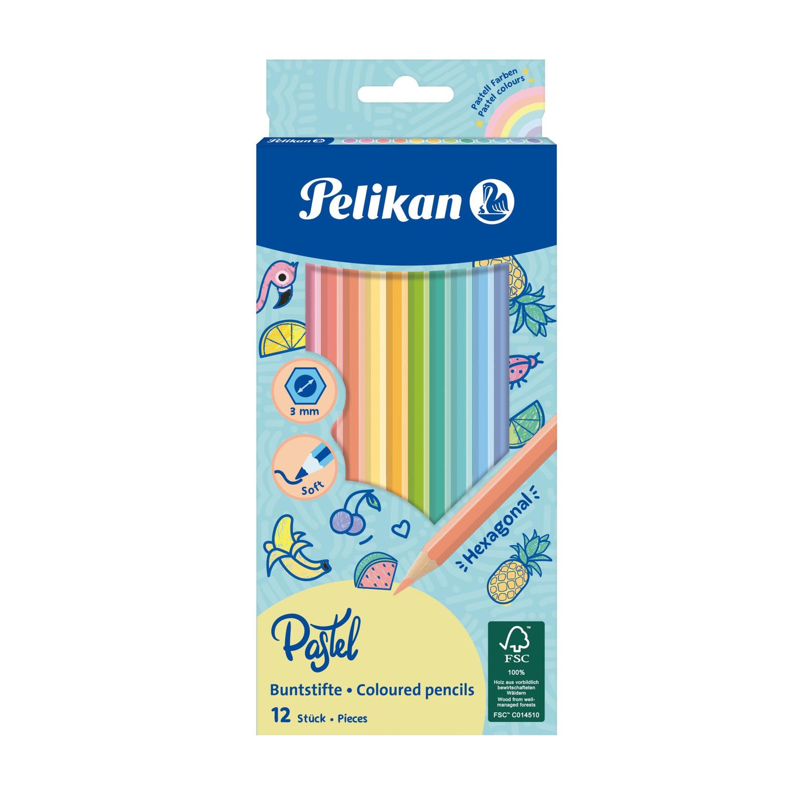 Pelikan Kuru Boya Kalemi Pastel Renkler 12 Renk Kuru Boya