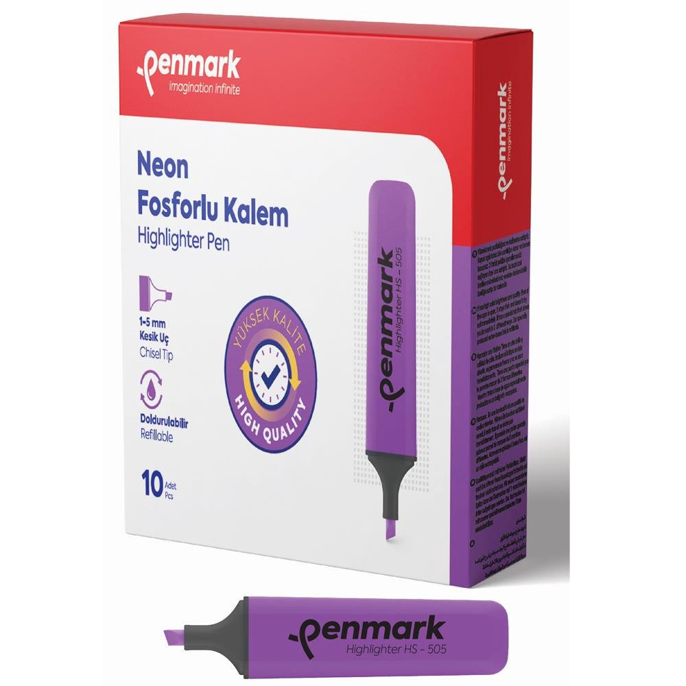 Penmark Neon Fosforlu Kalem Lila (10 Lu Paket)