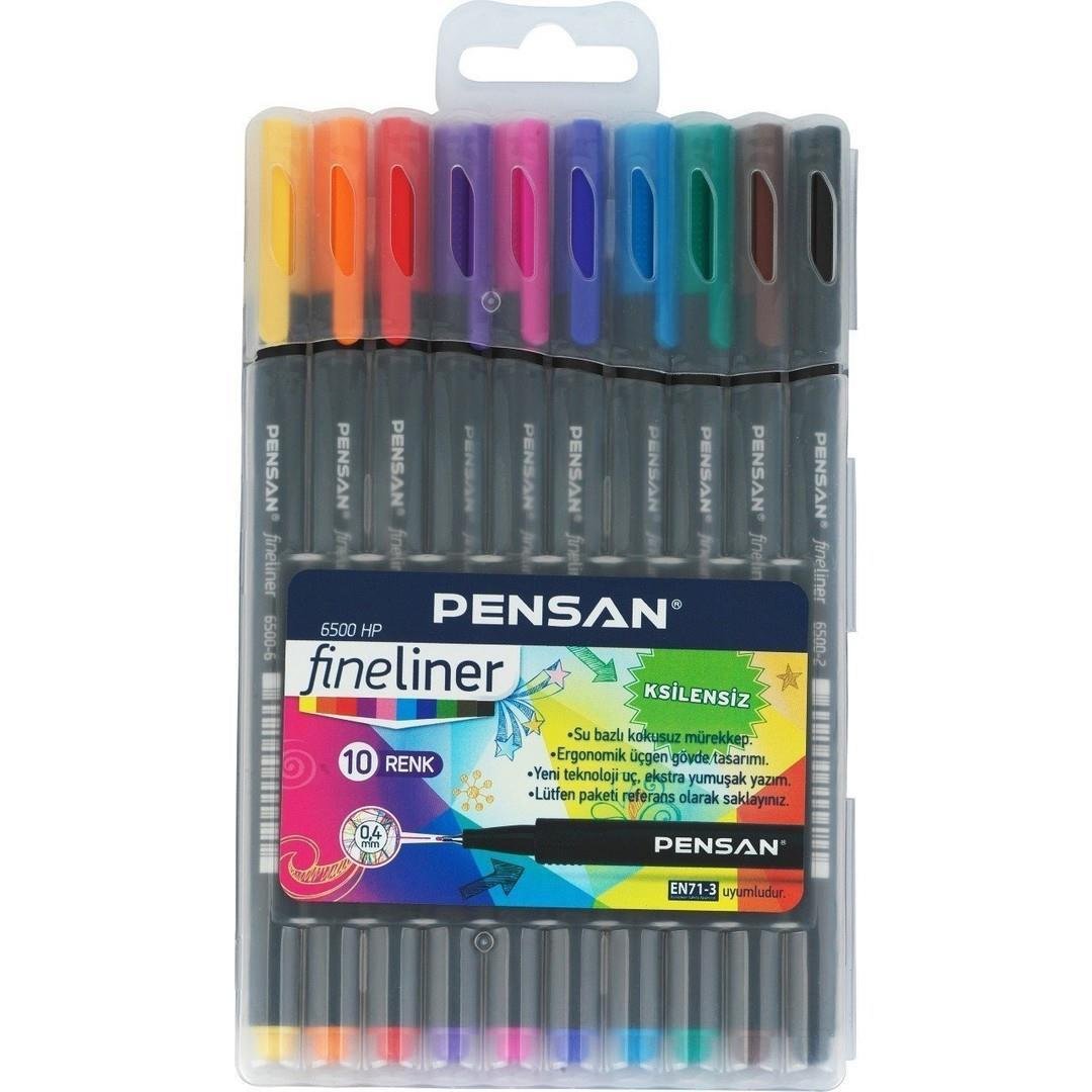 Pensan Fineliner 0.4 MM Plastik Kutulu 10 Renk Fineliner