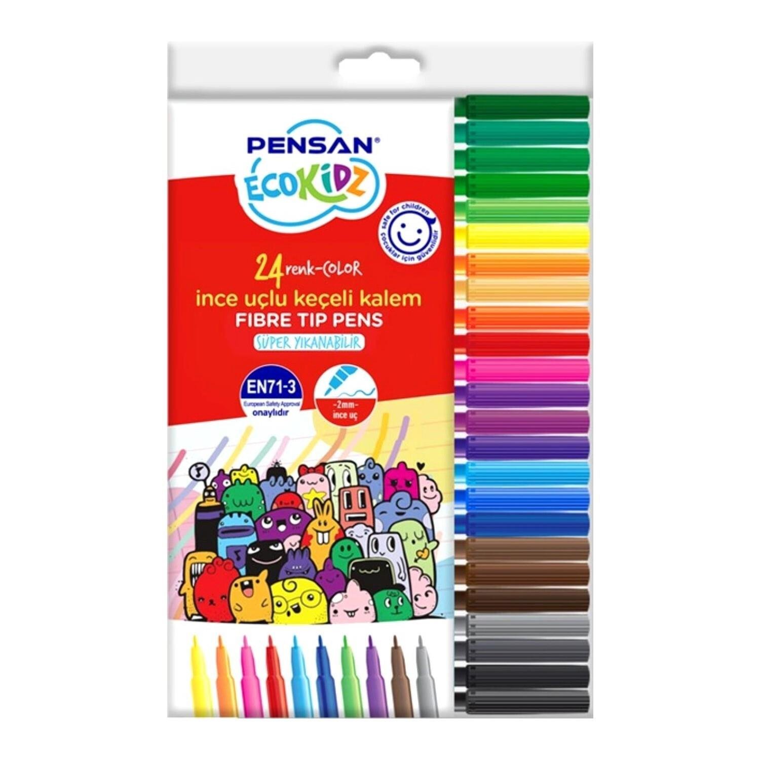 Pensan Kidz Keçeli Kalem 24 Renk İnce Uçlu Keçeli Boya Kalemi
