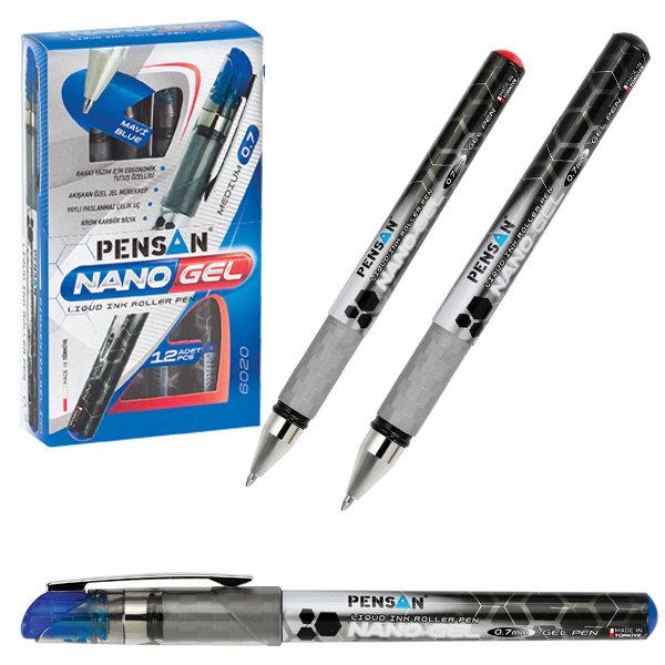 Pensan Nano Gel Roller Kalem 0.7 Mm Kırmızı 12 Li Paket