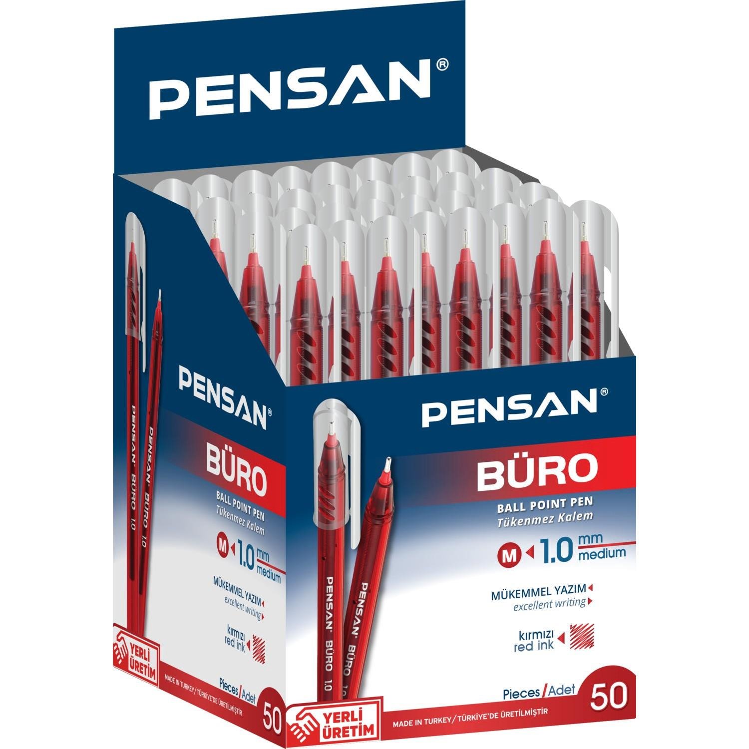 Pensan Tükenmez Kalem Büro 1.0 MM Kırmızı 50 Lİ 2270