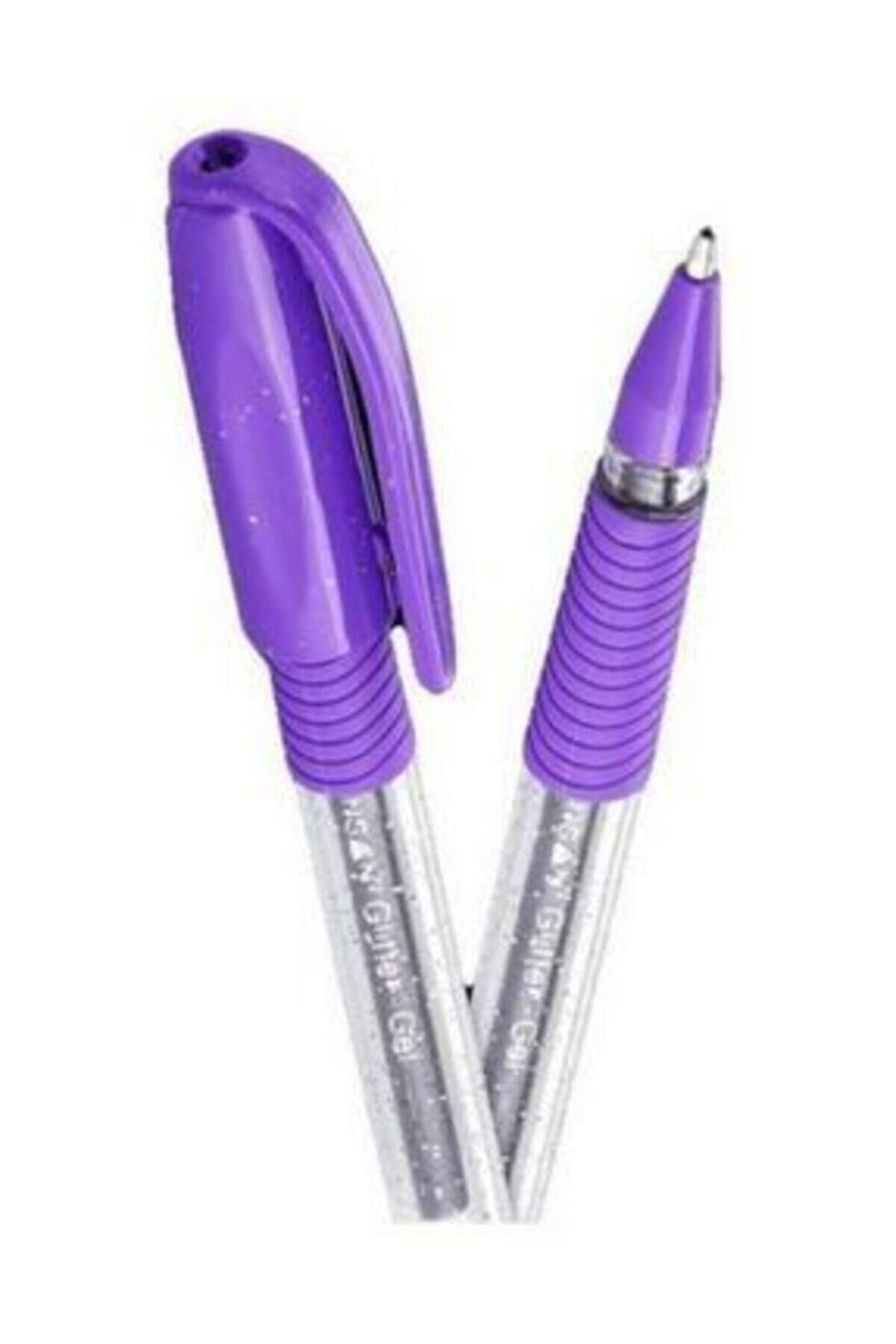 Pensan Eflatun Simli Jel Tükenmez Kalem Jel Simli 1.0 MM Eflatun (12 Li Paket)