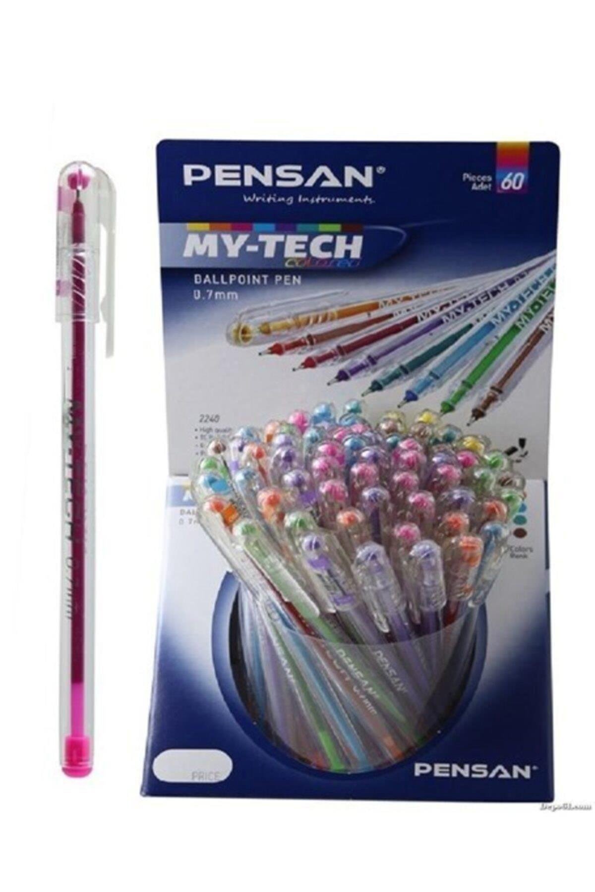 Pensan Tükenmez Kalem My-Tech 0.7 MM İğne Uç 8 Renk 60 LI Stand