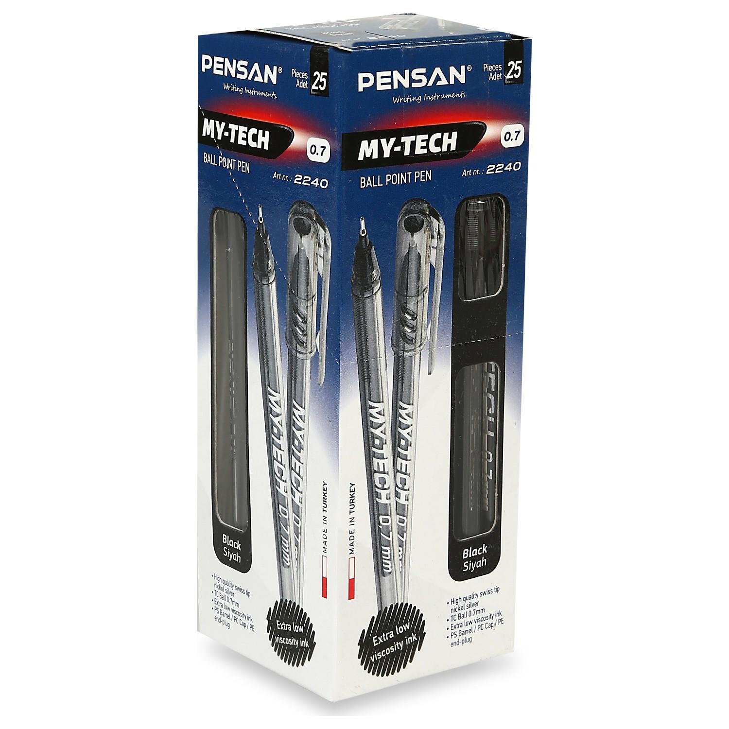 Pensan Tükenmez Kalem My-Tech 0.7 MM İğne Uç Siyah 25'Li