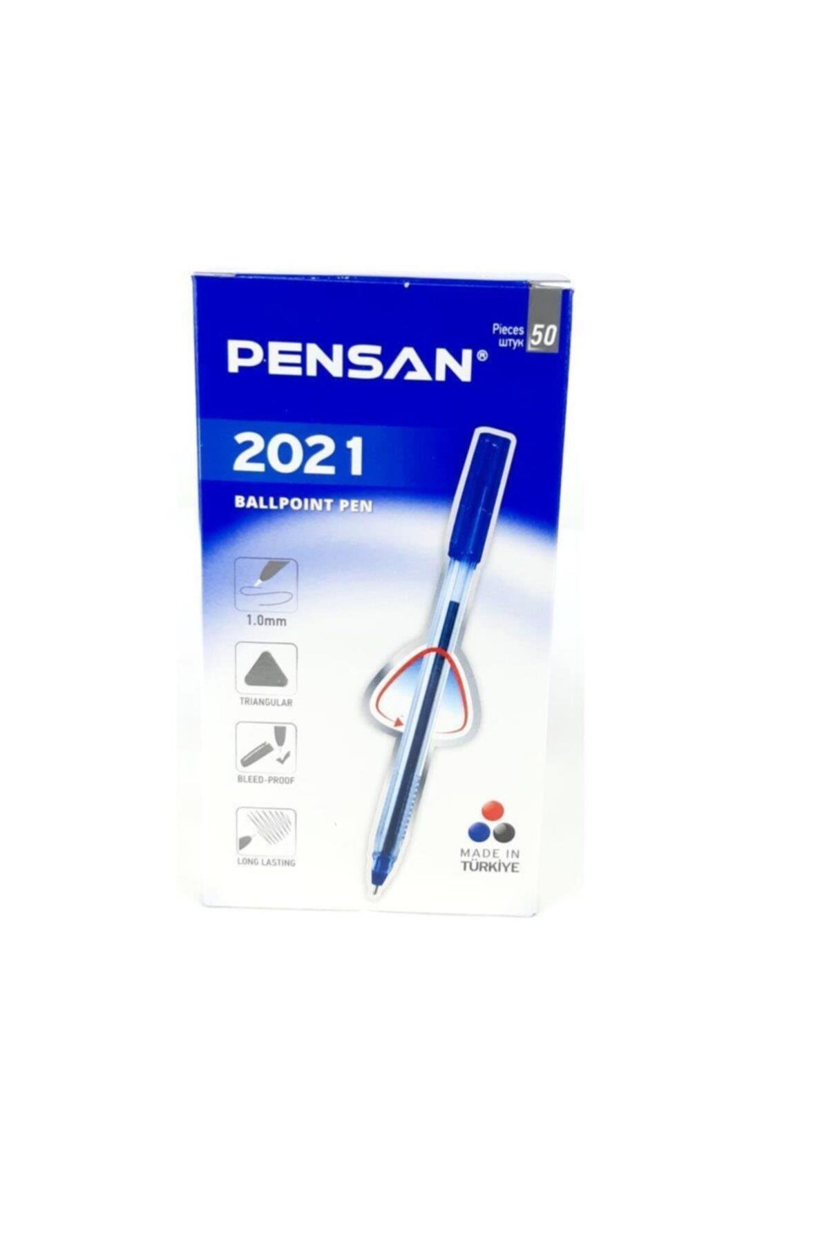 Pensan Tükenmez Kalem Üçgen Gövdeli Şeffaf Mavi 50 Lİ 2021