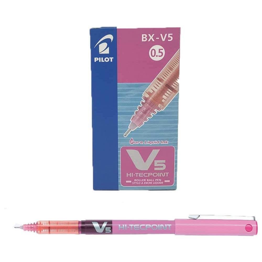 Pilot V5 Hi-Tecpoint İğne Uçlu 0.5 MM Pembe Roller Kalem (12 Li Paket)